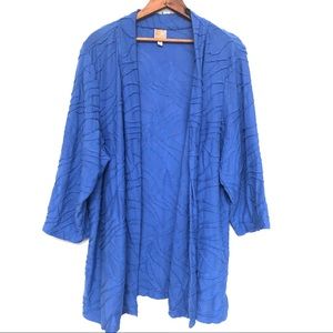 JM Collection - Textured Blue LightWeight Cardigan